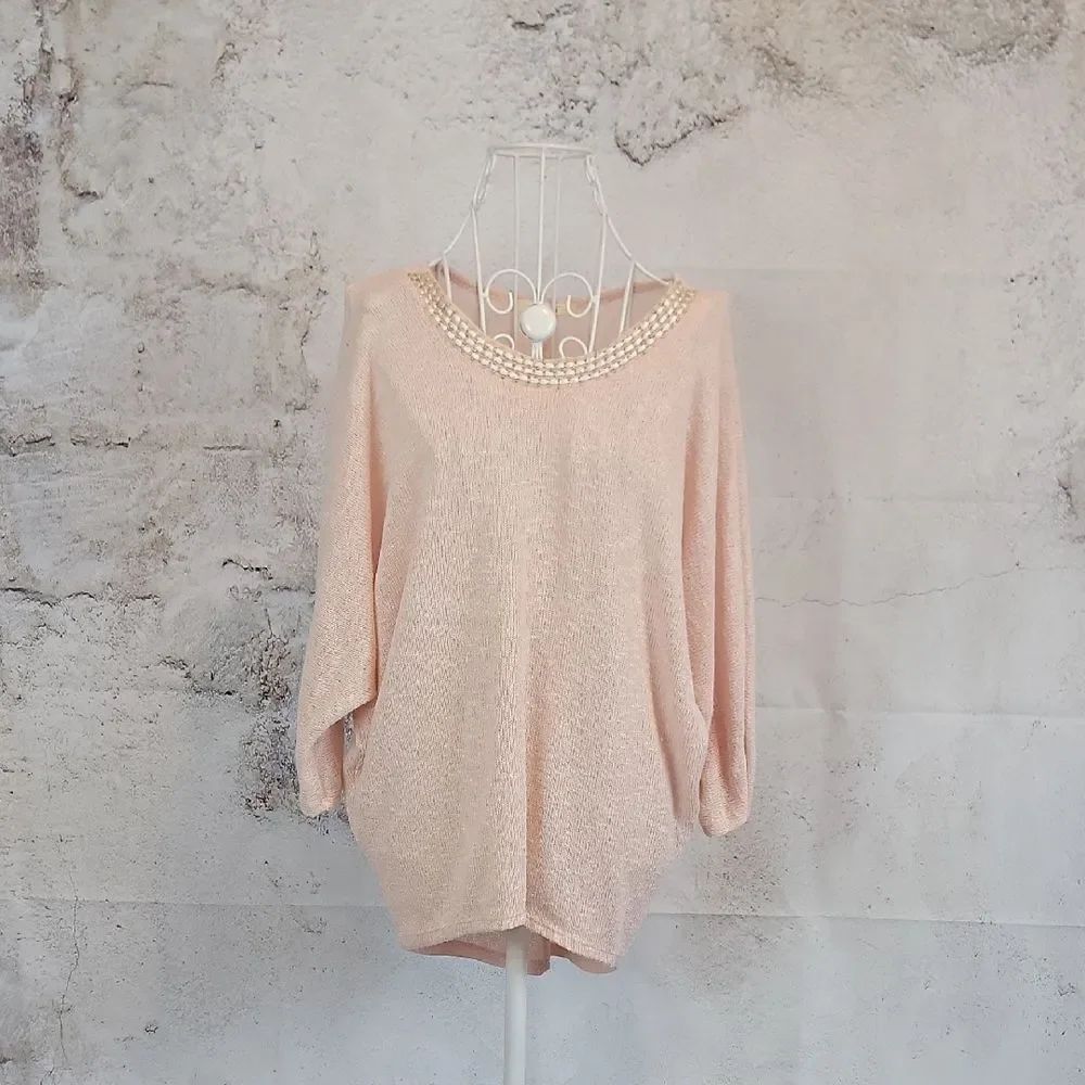 Mi Ami Pink Sweater with Pearl Detail Womens Size Small